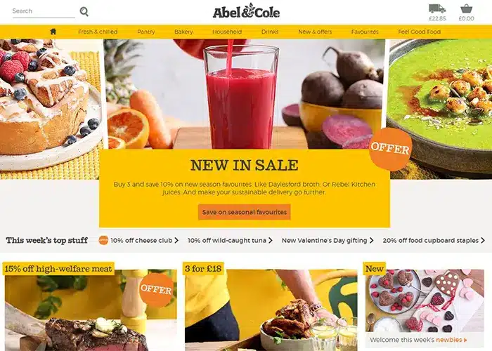 Abel and Cole Homepage - Jan 2024
